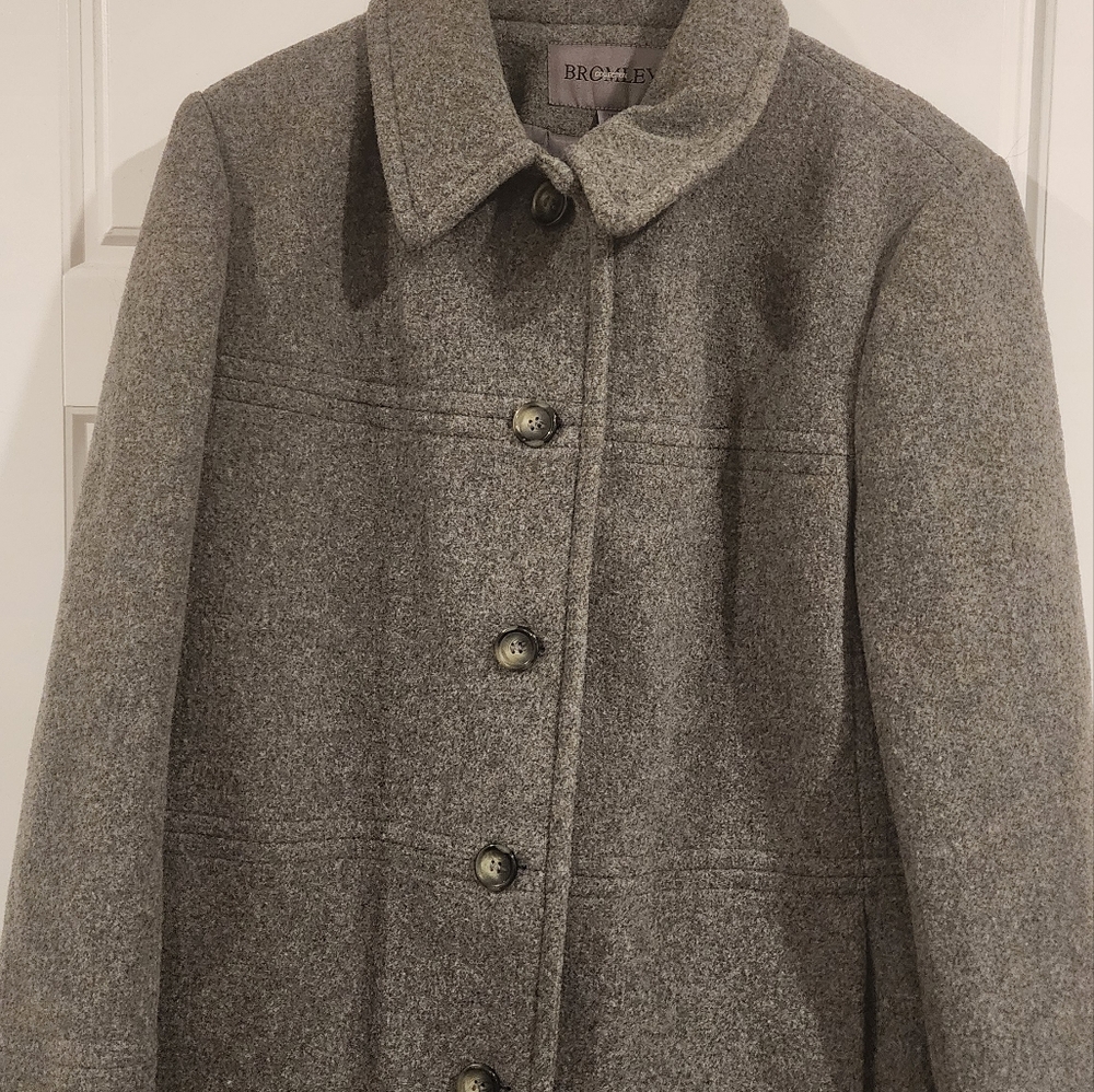 Bromley Gray Wool Button-down Pea Coat